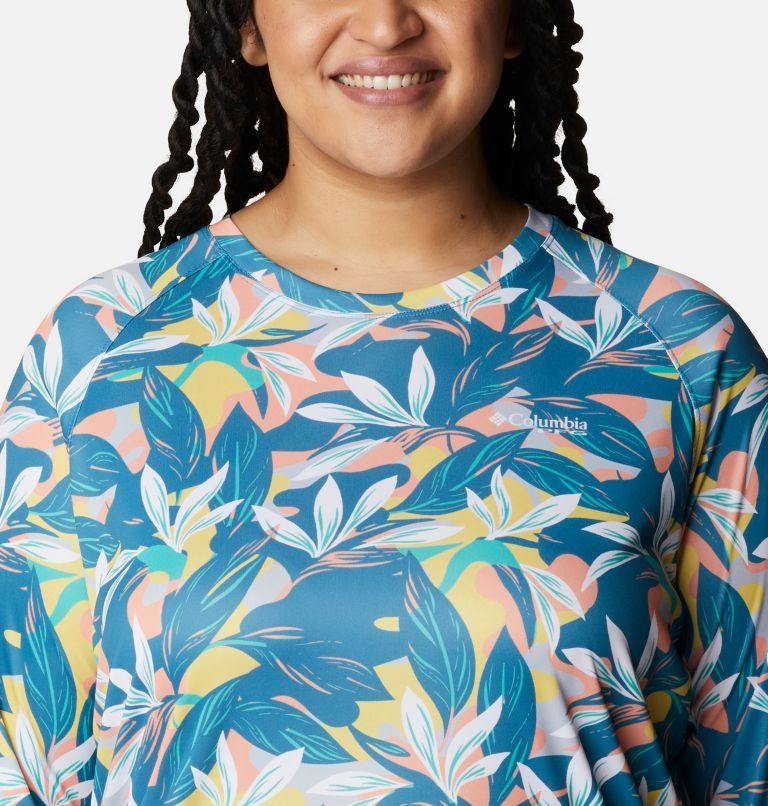 Women's Columbia PFG Super Tidal Tee II Long Sleeve Sweatshirts Flower | Plus Size CA-I56A1